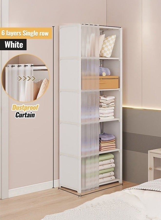 WALALLA 6 Layers Dustproof Wardrobe For Clothes Side Cabinets Household Bedroom Storage With Door Cover Simple Assembly Storage Cabinet Hanging Wardrobe Rental Room Wardrobe - Image 1